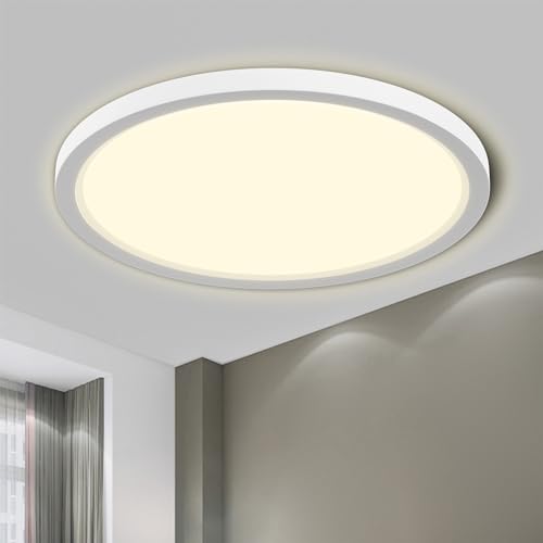 LQWELL® Deckenleuchte LED Deckenlampe, IP44 Wasserfest Badlampe Rund Flach 18W 4000K 1980LM Modern Schlicht Lampe Dünn für Wohnzimmer Badezimmer Schlafzimmer Küche Balkon Keller Büro, 220 * 24mm