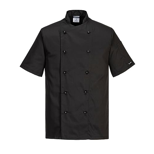PORTWEST Kochjacke Kent. Farbe: Schwarz. Größe: M.