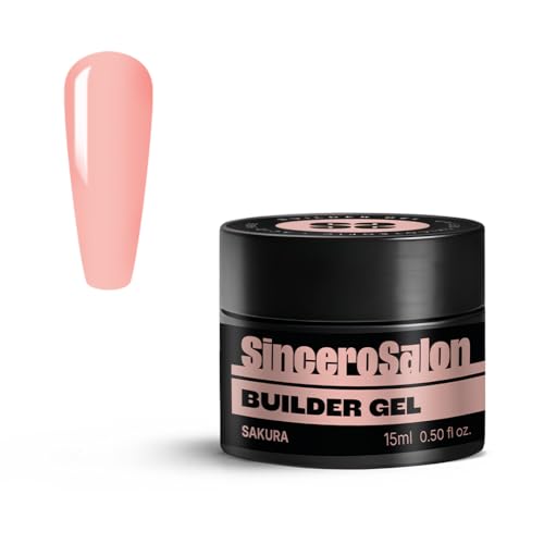 SINCERO SALON Aufbaugel für Gelnägel - Sakura - TPO-frei - UV Gel zur Nagelverlängerung und Modellage - Nail Art - Acrylgel für Nägel - Farbgel, Versiegelungsgel - 15ml