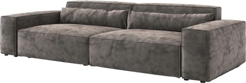 DELIFE Big-Sofa Sirpio XL Mikrofaser Khakibraun 270x130 cm