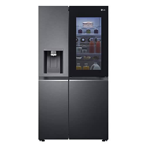 LG Electronics GSXV90MCAE Side-by-Side mit InstaView Door-in-Door® | EIS-, Crushed Ice- und Wasserspender | 635 Liter Kapazität | Energieeffizienzklasse E | Festwasseranschluss | Matt Black Steel