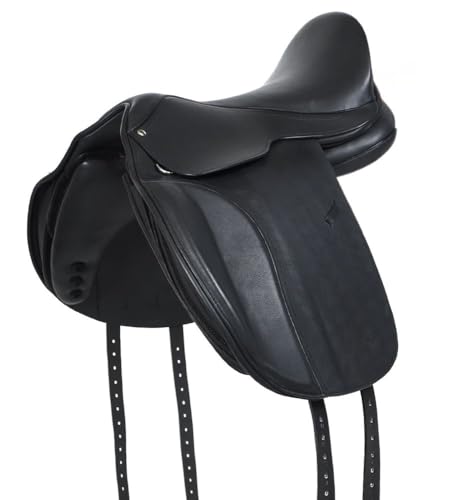 A&M Reitsport Baumloser VSD Sattel 1148 aus Leder, mit Klettkissen wechselbares Kopfeisen, Größe:17.5 Zoll