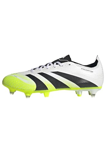 adidas Unisex Predator League Soft Ground Football Boots, Cloud White/Core Black/Lucid Lemon, 43 1/3 EU