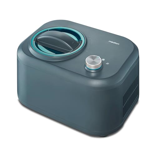 MEDION Eismaschine mit Kompressor (selbstkühlend, geeignet für die Zubereitung von Eiscreme, Frozen Yoghurt & Sorbet, 1 Liter, 100 Watt, Aluminium Eisbehälter, MD 10169)