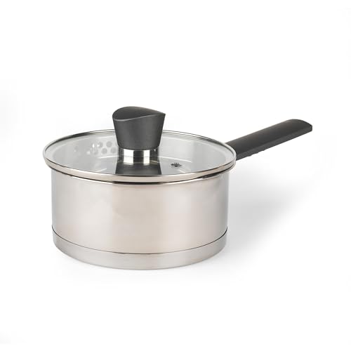 Russell Hobbs Kochtopf Klein 16cm, Edelstahl Topf 1.5L mit Glasdeckel, Induktionsgeeigneter Stieltopf, Spülmaschinenfester Kochtopf für Alle Herdarten, PFOA-Frei