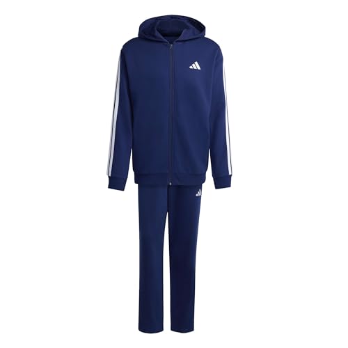 adidas Men's COLORBLOCK HOODED TRACKSUIT, dark blue/white, L