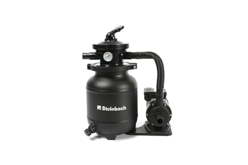 Steinbach Filteranlage Classic 250N – 040385 – Pumpe für Pools mit bis zu 19.000 l – Mit 7-Wege-Ventil mit Verstellhebel und Manometer