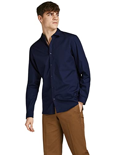 JACK & JONES Herren Freizeit Hemd JPRBLACARDIFF Slim Fit Schwarz Blau Weiss, Größe:L, Farbe:Navy Blazer Slim FIT 12201905