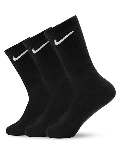 Nike Herren Everyday Lightweight Crew Trainings Socken (3 Paar), Schwarz (black/White), 42–46 (Herstellergröße: L)