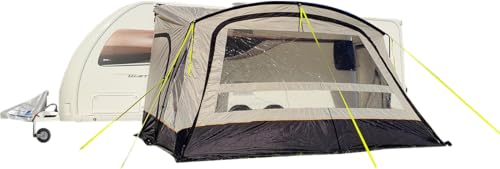 OLPRO View Lite 390 Leichte Wohnwagen-Vorzelt, schnell aufzubauen, für Wohnwagen und Wohnmobile mit extra großen Fenstern, Panorama-Design & U-förmiges Reißverschluss-Frontpanel
