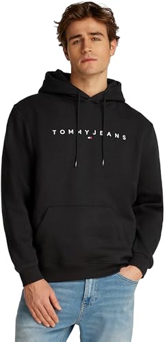 Tommy Jeans Herren TJM Reg Linear Logo Hoodie EXT Dm0dm20746bds004 Kapuzenpullover, Black (Black), L EU