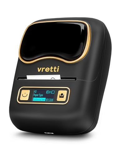 vretti K2 Bluetooth Etikettendrucker Mit Etiketten, Thermo Drucker 20-50 mm, Kompatibel mit iOS & Android, Für Büro, Supermarkt & Einzelhandel