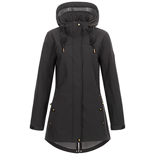 Seesternbrise Damen Women's Coat Short Coat With Hood Lined Jacket Transition Jacket #Anker Glutbree Softshelljacke, Schwarz, 42 EU