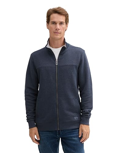 TOM TAILOR Herren Sweatjacke mit Stehkragen, 19024 - Sky Captain Blue White Melange, L