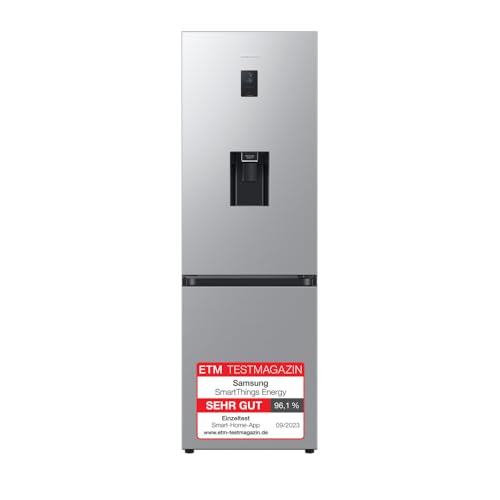 Samsung Kühl-Gefrier-Kombination, Kühlschrank mit Gefrierfach, 185 cm, 341 l Gesamtvolumen, 114 l Gefrierteil, AI Energy Mode, Wasserspender, Edelstahl-Look, RL34C652CSA/EG