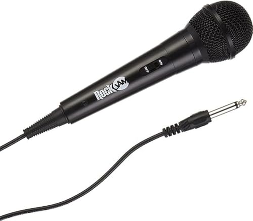 RockJam Karaoke Microphone Wired Unidirectional Dynamic Microphone with Three Metre Cord - Black