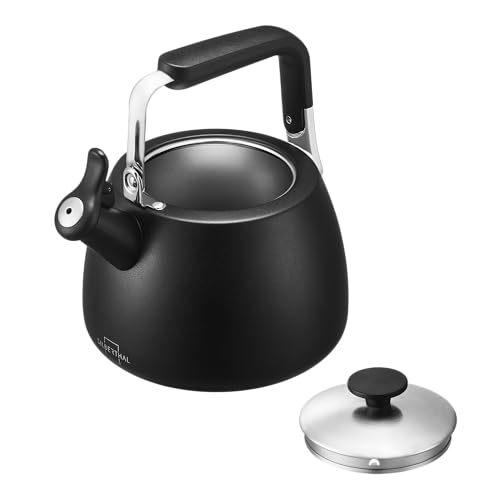 SILBERTHAL Wasserkessel Induktion 2,8l – Teekessel Edelstahl – Wasserkocher für Camping - Flötenkessel Schwarz - Pfeifkessel Version 2024
