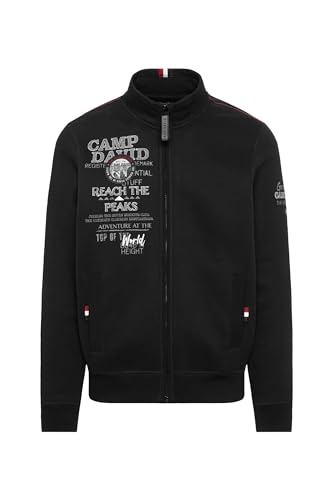 Camp David Herren Sweatjacke mit Logo Prints, Stickereien und Patches Black, Xxxl