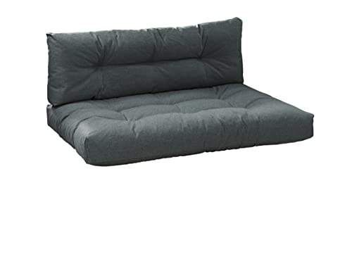 Traumnacht Outdoor Palettenauflage mit Schaumstoffstäbchen gefüllt, Palettenkissen, Palettenpolster Palettenmöbel Palettensofa 2er Set (Sitz+Rücken), anthrazit
