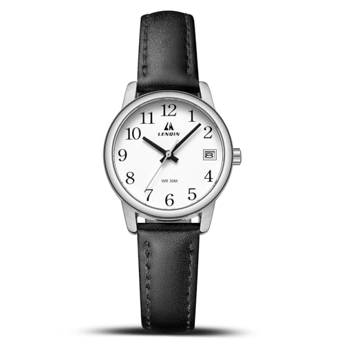 LN LENQIN Uhr Damen Armbanduhr Damen Uhr mit Großen Ziffern Analog Quarzuhr für Frauen mit Lederband