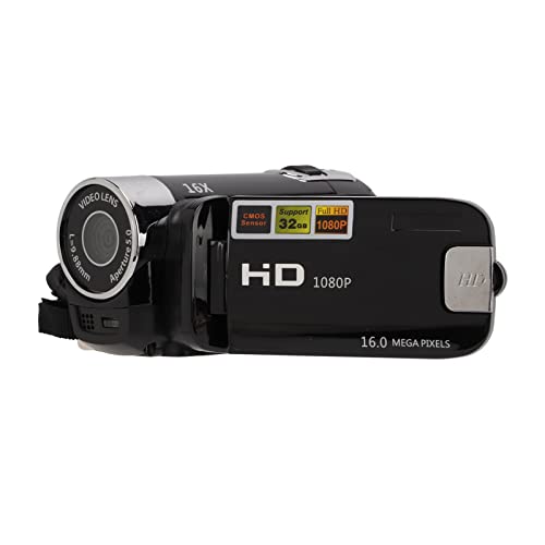 4K 48MP Digital Video Camera Camcorder, 16X Digitalzoom Kamera Video Recorder 2,7 Zoll 270° drehbarer Bildschirm Videokamera für Anfänger und (Black)