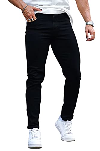 Heyfanee Jeans Herren Regular Fit Stretch Jeanshose Herren Straight Denim Hose Schwarz 32/30