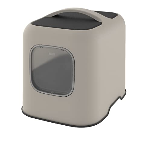 Rotho MyPet Biala Katzenklo mit Haube und Schaufel, Kunststoff (PP recycelt), cappuccino/anthrazit, (51.0 x 39.5 x 44.3 cm)