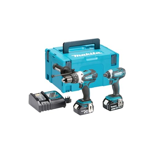 Makita 18 V 2 x 5 Ah Li-Ion Hammer Drill/Impact Driver Kit, 1 Stück, DLX2145TJ