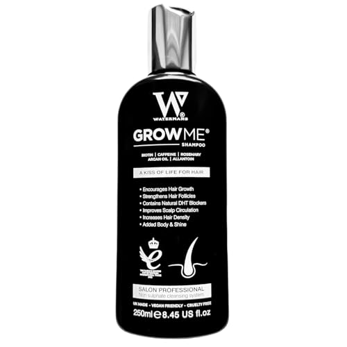 Grow Me Haarwachstums-Shampoo – nicht nur ein Koffein-Shampoo, wir enthalten Biotin, Arganöl, Rosmarin, Niacinamid. Haarverdichtungsbehandlung für Frauen und Männer mit fortschreitender Ausdünnung.