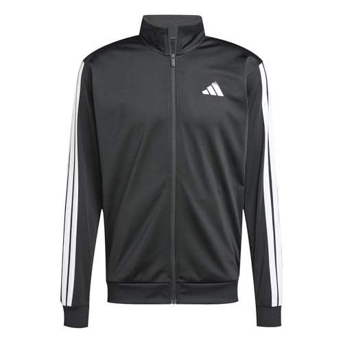 Adidas Men's 3 Stripes Tricot Regular Track TOP, Black, L