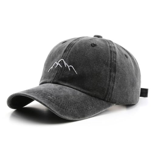 YULOONG Herren Vintage Baseball Cap Mountain Berggipfel Peak Stickerei Baseball Hüte Retro gewaschen Baumwolle Dad Cap Frauen Outdoor Sport Cap Verstellbar Unisex Schwarz