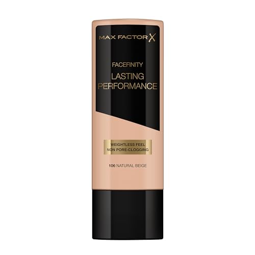 Max Factor Lasting Performance Foundation Natural Beige 106 – Langanhaltendes Flüssig Make-Up – Für die perfekte, schwerelose Grundierung – 1 x 35 ml | 35 ml (1er Pack)