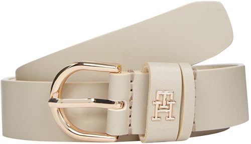 Tommy Hilfiger Damen Gürtel Essential Effortless 2,5 cm Ledergürtel, Beige (Sugarcane), 75 cm