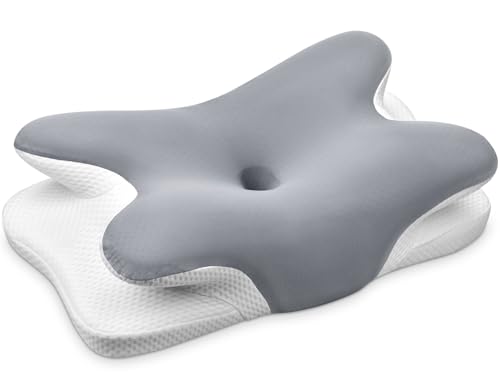 Ehomfory Nackenkissen Kopfkissen Nackenstützkissen Memory Foam Kissen, Ergonomisches Seitenschläferkissen für Seiten, Rücken & Bauchschläfer, 69x37x9/12 cm
