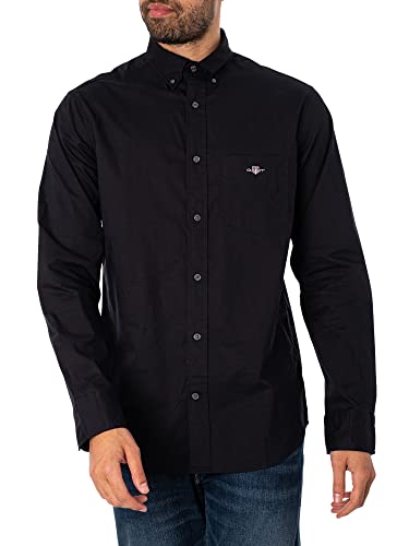 GANT Herren Reg Poplin Shirt Klassisches Hemd, Schwarz, XXL EU