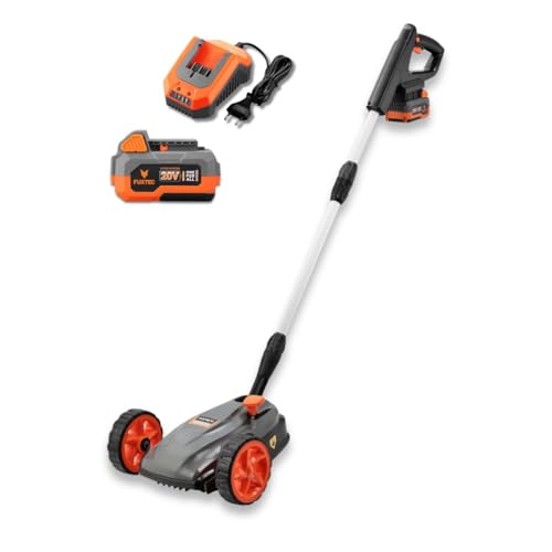 FUXTEC Akku Einhand-Rasenmäher FX-E1RMEH20-SET, kompakter Gartenmäher mit 220mm Schnittbreite, 20V Akku und Ladegerät, 300W, 3-fache Schnitthöheneinstellung 30–50mm, Flexible Kugelkopfsteuerung