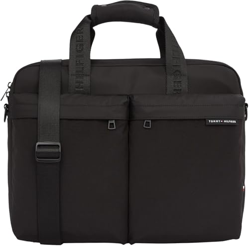 Tommy Hilfiger Herren Laptoptasche Element Repreve Abnehmbarer Träger, Schwarz (Black), Einheitsgröße