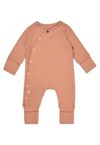 Sterntaler Baby Spieler aus Rippjersey – Playsuit in Wickeloptik mit Druckknöpfen – Langarm Overall mit Kratzschutz Umschlagbündchen – Mädchen Strampler – Babykleidung ab Geburt – lichtbraun, Gr. 50