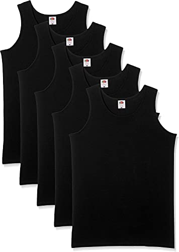Fruit of the Loom Herren Regular Fit Unterhemd 5-Pack Athletic Mens, Schwarz (Black), Large