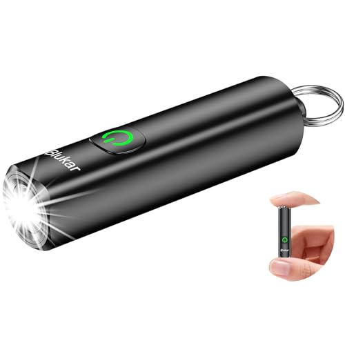 Blukar Taschenlampe LED Aufladbar, 360L Mini EDC Taschenlampen mit 3 Lichtmodi, Klein Flashlight Tragbar mit Schlüsselanhänger, IPX6 Wasserdichte Handlampe für Wandern, Notfäll, Outdoor, Camping usw.