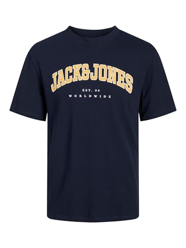 JACK & JONES PLUS JJECALEB Varsity Tee SS O-Neck NOO PLS, Navy Blazer,5XL