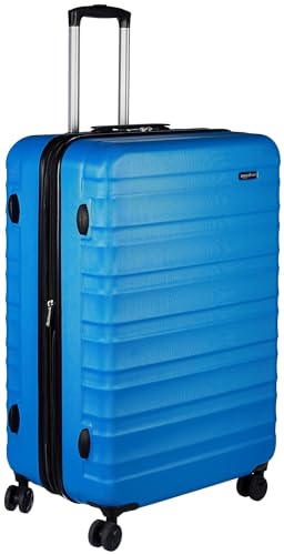 Amazon Basics Erweiterbarer Hartschalenkoffer – ABS-Reisegepäck mit 4 Spinner-Doppelrollen – Kratzfeste und leichte Konstruktion – 52,6cm x 32,0cm x 78,0cm – Hellblau