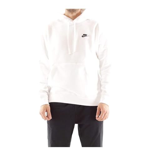 Nike Mens M NSW Club Hoodie Po Bb Hooded Sweatshirt, White/White/Black, S