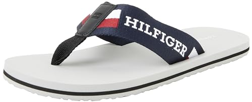 Tommy Hilfiger Herren Flip Flops Corporate Monotype Beach Sandal Badeschuhe, Grau (Antique Silver), 44 EU
