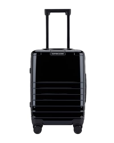 Kapten & Son Koffer Heathrow Essential Cabin All Black 34 L | Handgepäck Koffer 55 x 35 x 22 cm Schwarz | Hartschalenkoffer mit 360 Grad Rollen & TSA Gepäckschloss | Carry On Luggage