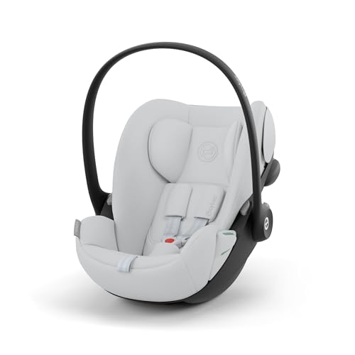 CYBEX Gold Babyschale Cloud G i-Size Comfort, Inkl. Neugeboreneneinlage, Ab Geburt bis ca. 24 Monate, Für Kinder ab 40 cm bis 87 cm, Max. 13 kg, Fog Grey