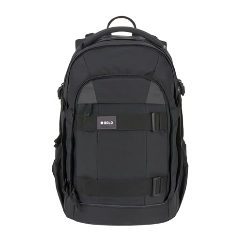 BOLD Lässig Schulrucksack mit Reflektoren und höhenverstellbarem Rückenteil/School Backpack Bold black