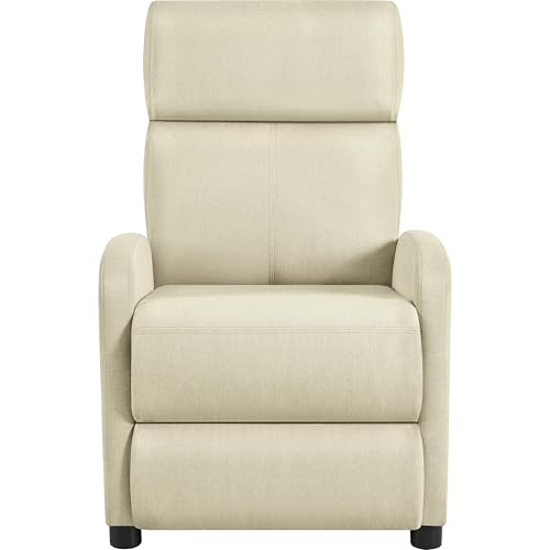 Yaheetech Relaxsessel Fernsehsessel Einzelsofa Ruhesessel mit Verstellbarer Beinablage Liegesessel aus Leinenstoff Beige