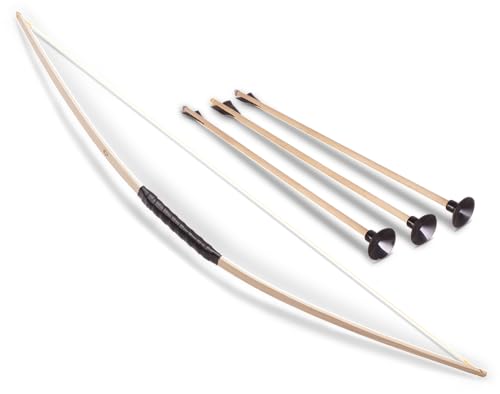 BestSaller 1201 Kinder- und Jugendbogen 118cm aus Eschen Holz, inklusive 3 Pfeile, Natur, 4-teilig (1 Set)