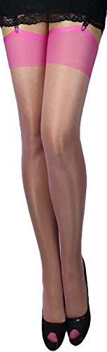 Unbekannt 2 Paar 4 Paar klassische Stretch Strapsstrümpfe transparent leicht glänzend viele Farben S-L (pink-rosa, 2)